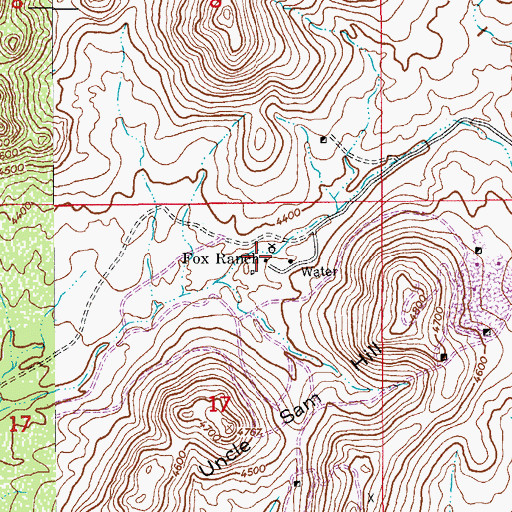 Topographic Map of Fox Ranch, AZ