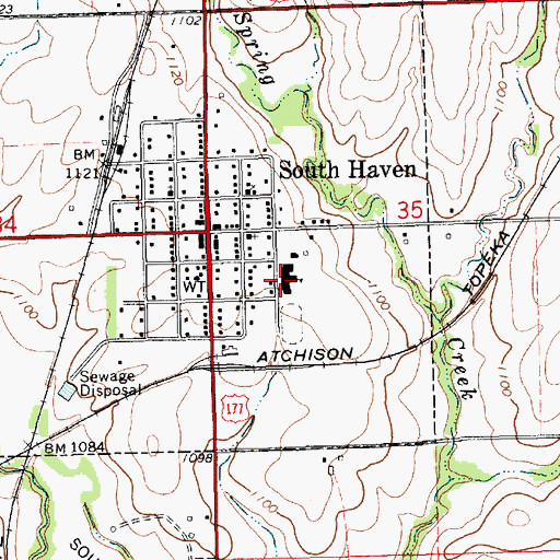 Topographic Map of South Haven High School, KS