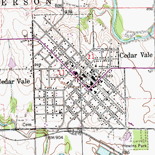 Topographic Map of Cedar Vale Elementary School, KS