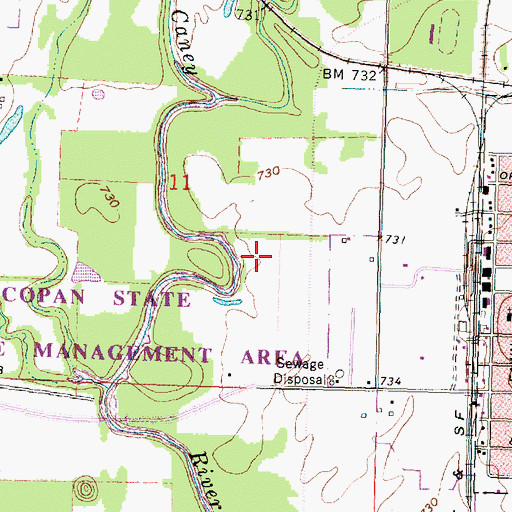 Topographic Map of Copan Wildlife Area, KS