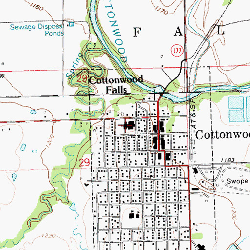 Topographic Map of Chase County Junior / Senior High School, KS