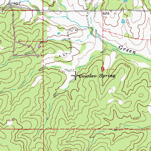Topographic Map of Cowden Spring, AR