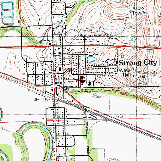 Topographic Map of Chase County Elementary School, KS