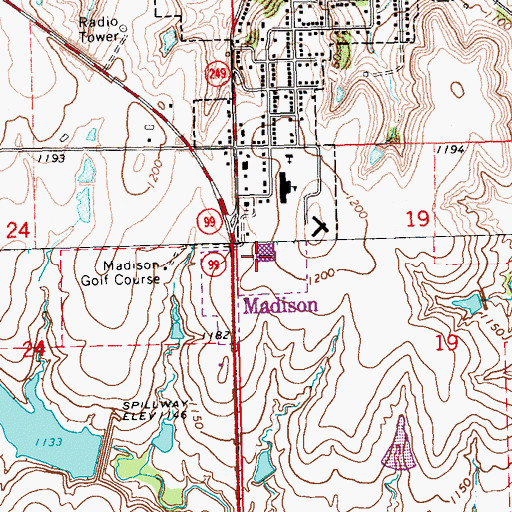 Topographic Map of Madison High School, KS