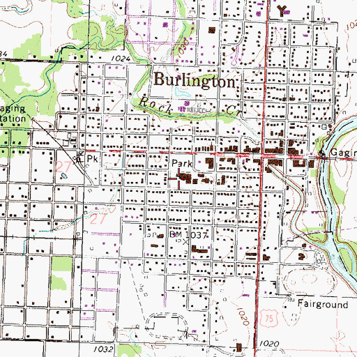 Topographic Map of Burlington Elementary School, KS