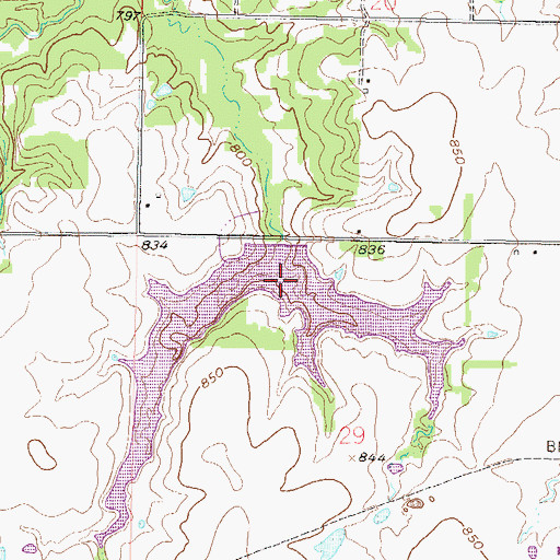 Topographic Map of Pleasanton City Lake, KS