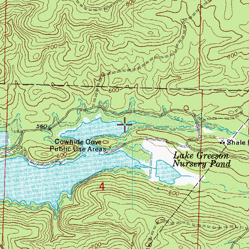 Topographic Map of Cowhide Creek, AR