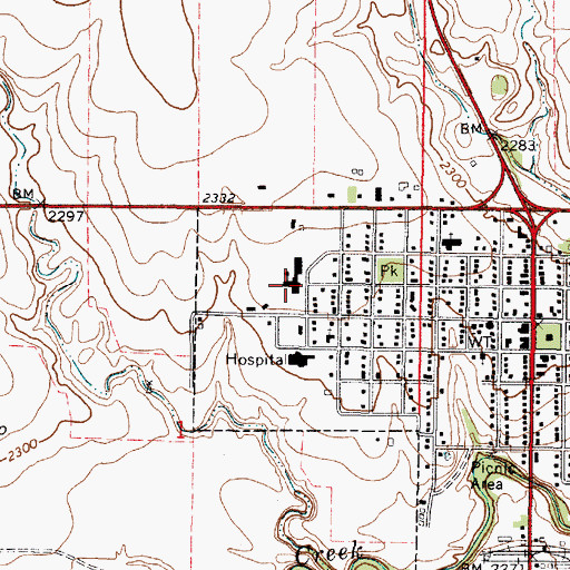 Topographic Map of Hodgeman County  Elementary School, KS