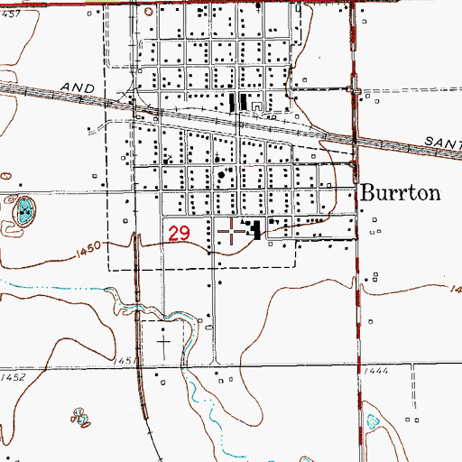Topographic Map of Burrton Middle / High School, KS