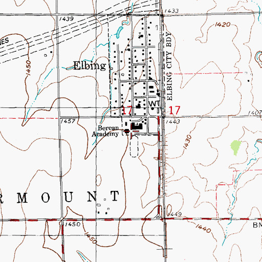 Topographic Map of Berean Academy, KS