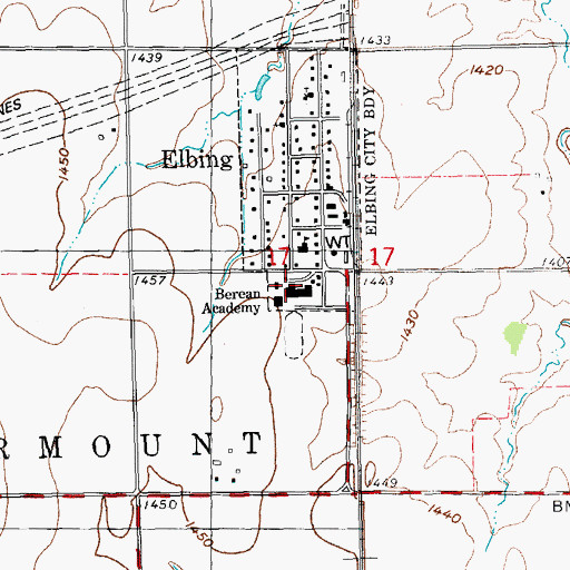 Topographic Map of Elbing Elementary School (historical), KS