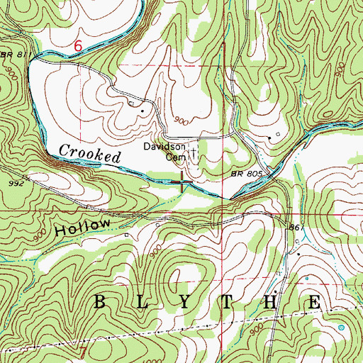 Topographic Map of Cowvat Hollow, AR