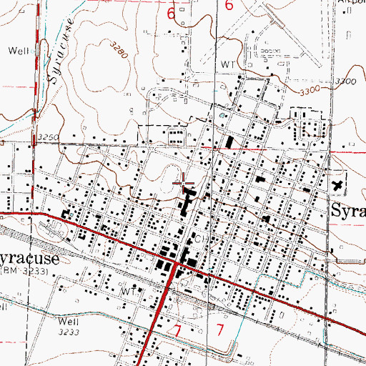 Topographic Map of Syracuse High School, KS