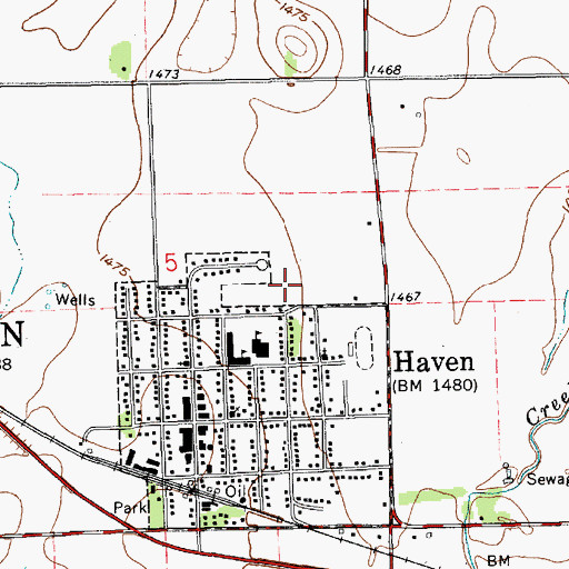 Topographic Map of Haven High School, KS