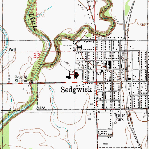 Topographic Map of Sedgwick High School, KS
