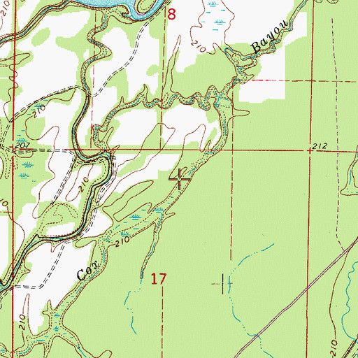 Topographic Map of Cox Bayou, AR