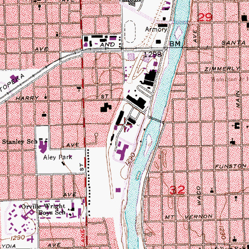 Topographic Map of Police Prison Farm Airport, KS