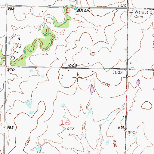 Topographic Map of Hartland Airport, KS