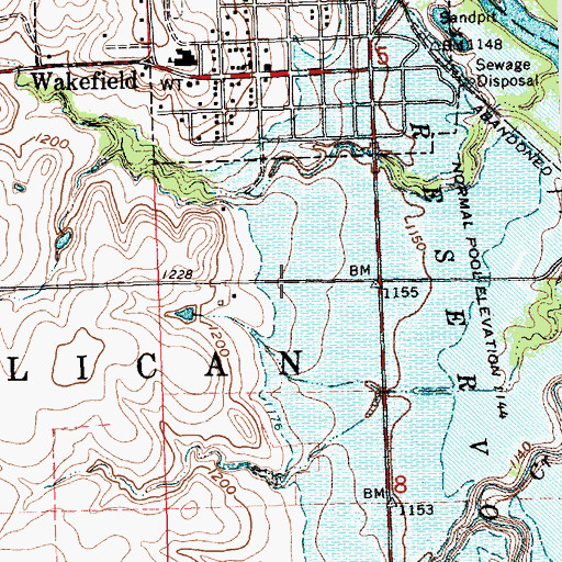 Topographic Map of Wakefield Municipal Airstrip (historical), KS