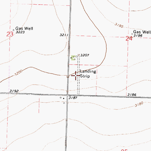 Topographic Map of Eveleigh Farms Airport, KS