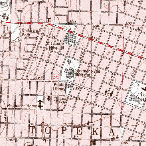 Topographic Map of Stormont-Vail Hospital Airport, KS