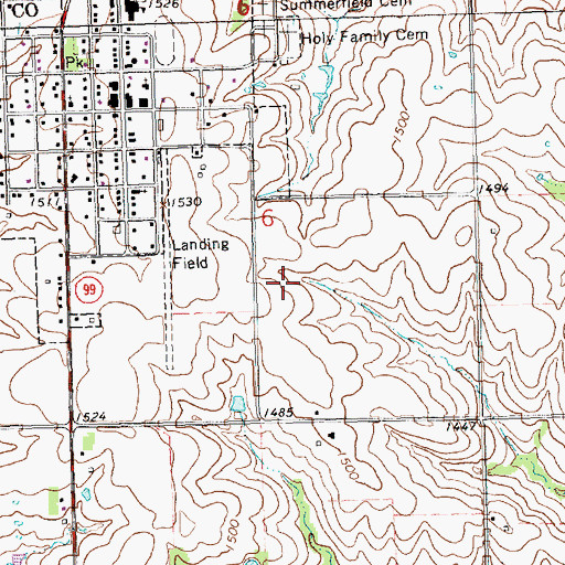 Topographic Map of Summerfield Airport (historical), KS