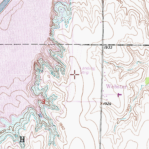 Topographic Map of Webster Reservoir Airstrip (historical), KS