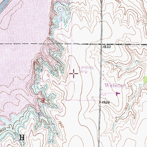 Topographic Map of Webster Reservoir Airstrip (historical), KS