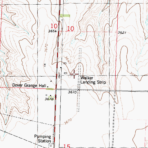 Topographic Map of Walker Strip Airport (historical), KS