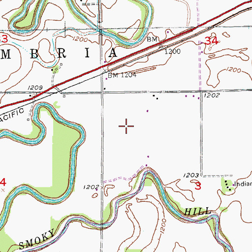 Topographic Map of Silers Plane Valley Airport, KS