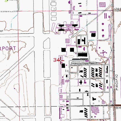 Topographic Map of Salina Regional Airport, KS