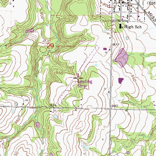 Topographic Map of Dempsay Farm Airport (historical), KS