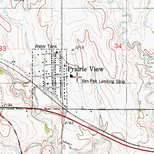 Topographic Map of Van Pak Airport, KS