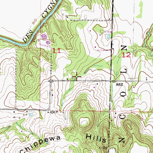 Topographic Map of Chippewa Ranch Airport (historical), KS
