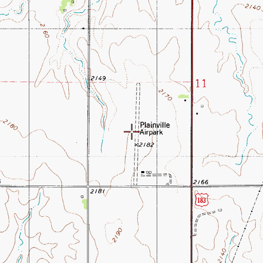 Topographic Map of Plainville Airpark (historical), KS