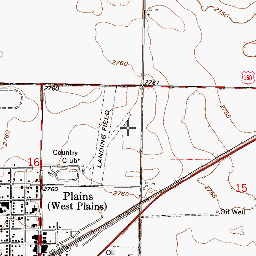 Topographic Map of Plains Municipal Airport, KS