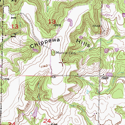 Topographic Map of Camp Chippewa Airport (historical), KS