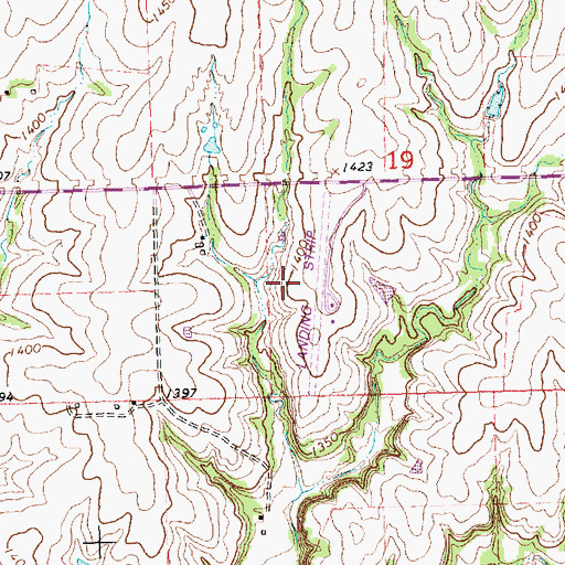 Topographic Map of Patterson Ranch Airport (historical), KS