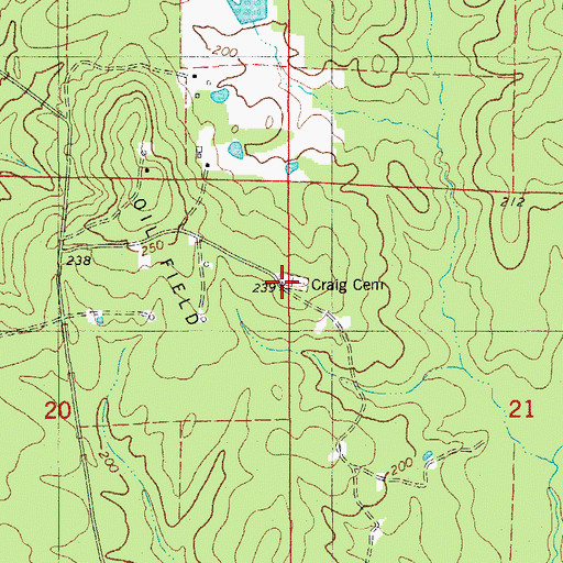 Topographic Map of Craig Cemetery, AR