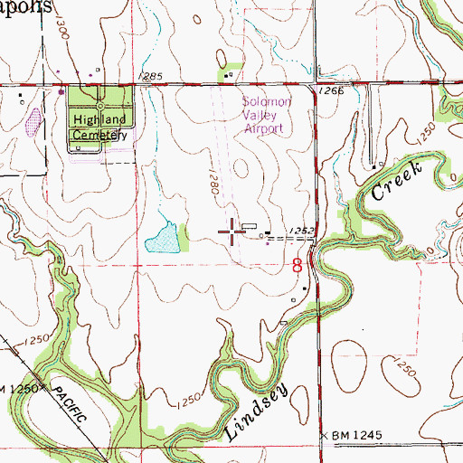 Topographic Map of Solomon Valley Airpark (historical), KS