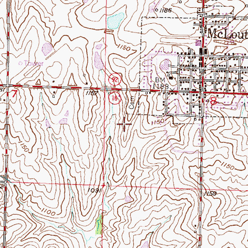 Topographic Map of Threshing Bee Airport, KS