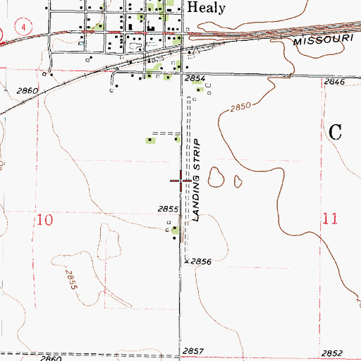 Topographic Map of Wilkens Airport, KS