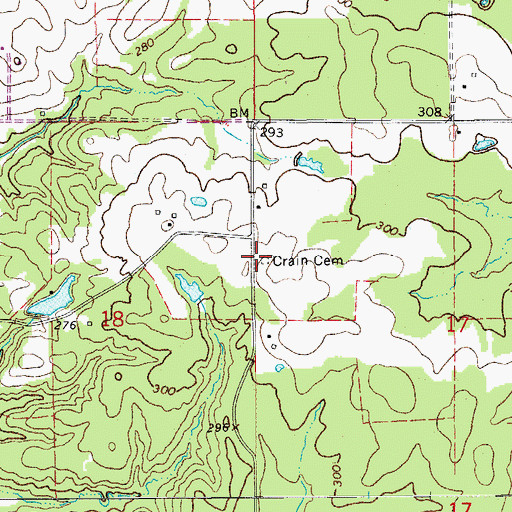 Topographic Map of Crain Cemetery, AR