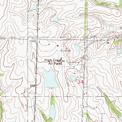 Topographic Map of Highcrest Air Park, KS