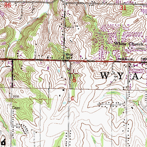 Topographic Map of Providence Airport, KS