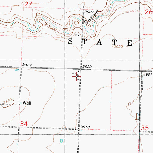 Topographic Map of Hall Farms Airport, KS