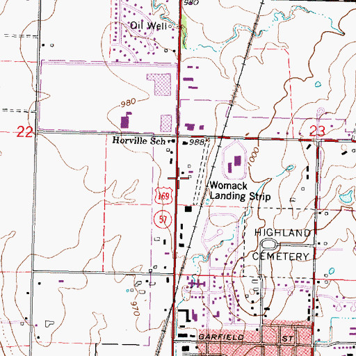 Topographic Map of Womack Airport (historical), KS