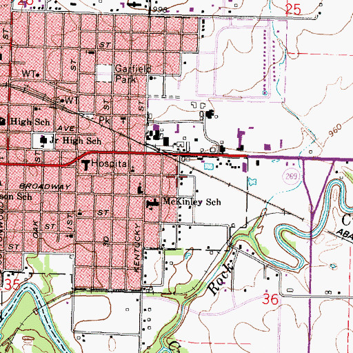 Topographic Map of Allen County Hospital Airport, KS