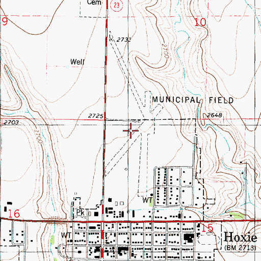 Topographic Map of Hoxie-Sheridan County Airport, KS
