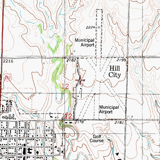 Topographic Map of Hill City Municipal Airport, KS